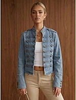 Kurtka damska jeansowa Napoleonka niebieska FashionStreet TY6045