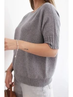 Dámský svetr z viskózy s krátkým rukávem šedý Dámský svetr z viskózy s krátkým rukávem šedý
