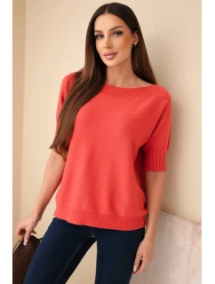 Svetr dámský z viskózy s krátkým rukávem malinový