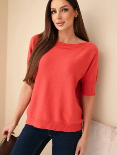 Svetr dámský z viskózy s krátkým rukávem malinový