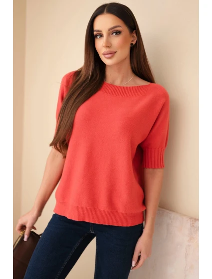 Svetr dámský z viskózy s krátkým rukávem malinový