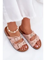 Dámské pantofle na korkové podrážce s a ozdobami světle růžové model 21687398 - Boto