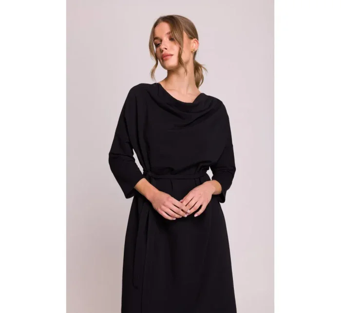 S403 Úpletové šaty nadměrné velikosti - černé