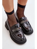 Dámské Lakované Mokasíny Loafersy S Ozdobou D&A Černé Dámské Lakované Mokasíny Loafersy S Ozdobou D&A Černé