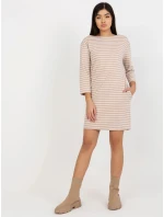 Dámské šaty LO SK LK model 21471962 Béžová s bílou Rue Paris - FPrice