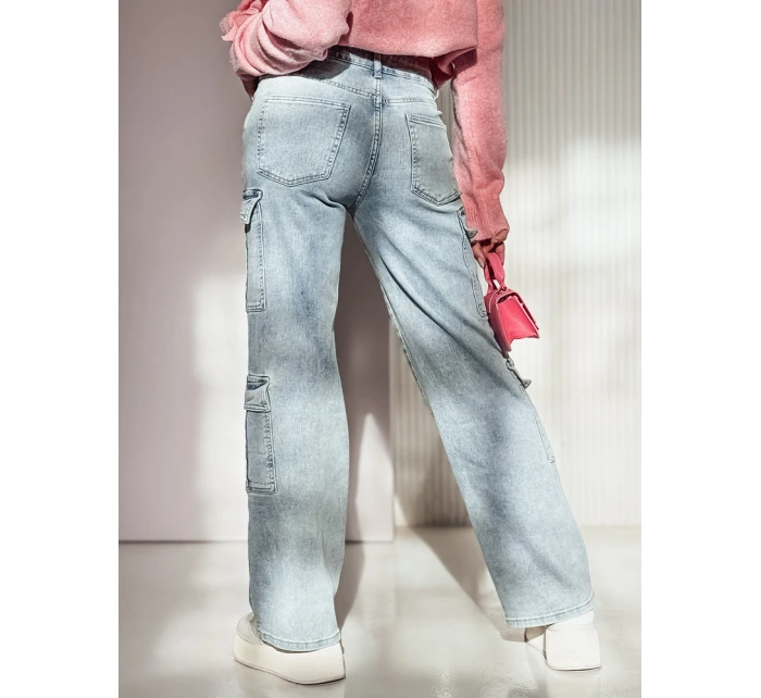 Dámské kalhoty ARGORAVE cargo baggy denim modré FashionStreet UY2226