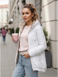 Dámská prošívaná bunda s kapucí bílá FashionStreet TY5545