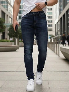 Pánské skinny džíny ve fitted střihu tmavě modré FashionStreet UX4491