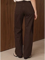 Dámské baggy džíny s vysokým pasem, hnědé, FashionStreet UY3197 Dámské baggy džíny s vysokým pasem, hnědé, FashionStreet UY3197