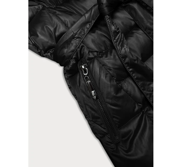 Černá dámská zimní bunda s páskem model 21246892 - S'WEST