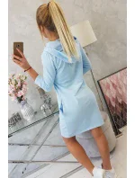 Šaty s kapucí a kapsami modré