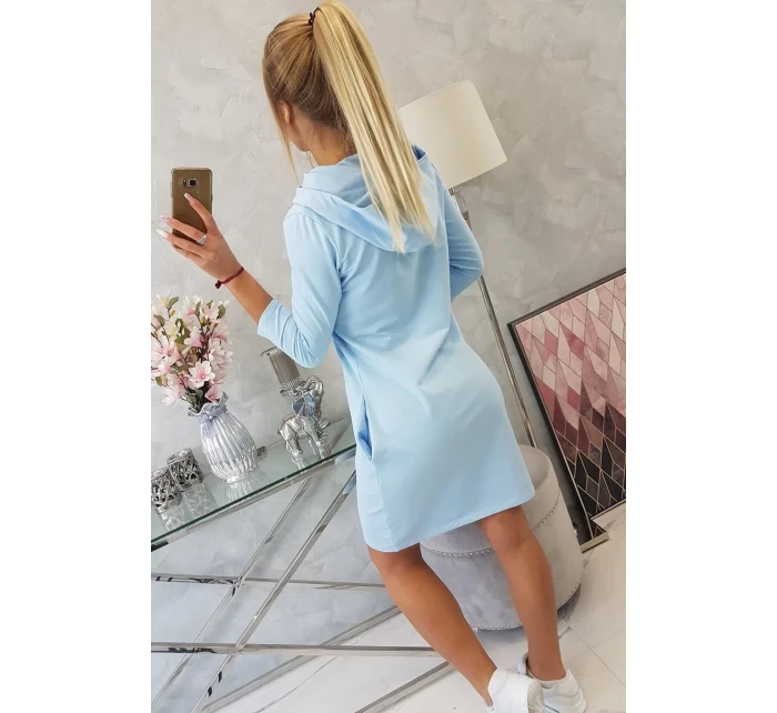 Šaty s kapucí a kapsami modré