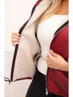 Dámská bunda Plus Size s kapucí a model 21439210 bordová - K-Fashion