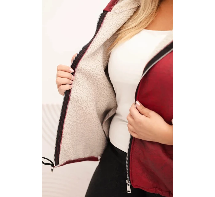 Dámská bunda Plus Size s kapucí a model 21439210 bordová - K-Fashion