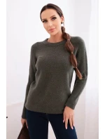 Dámský svetr z baby alpaky s dlouhým rukávem khaki Dámský svetr z baby alpaky s dlouhým rukávem khaki