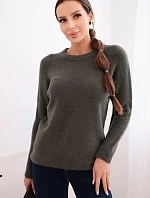 Dámský svetr z baby alpaky s dlouhým rukávem khaki