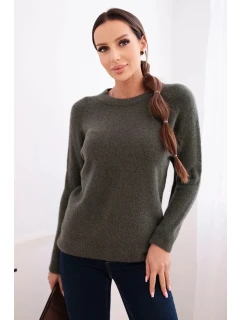 Dámský svetr z baby alpaky s dlouhým rukávem khaki