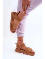 Dámské semišové sandály na platformě Big Star model 21655477 Hnědé - Big Star Shoes