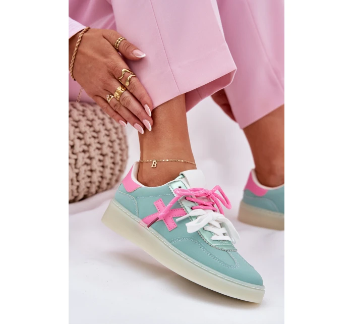 Nízké Dámské Sportovní Boty V Leopardím Mintově-Růžové Zelevelis Nízké Dámské Sportovní Boty V Leopardím Mintově-Růžové Zelevelis