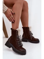 Dámské trapery boty z eko kůže čokoládové Bellora Dámské trapery boty z eko kůže čokoládové Bellora