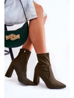 Dámské Materiál Boty Na Podpatku Khaki Amile Dámské Materiál Boty Na Podpatku Khaki Amile