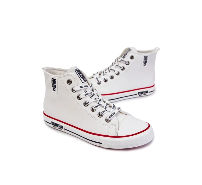 Pánské vysoké zateplené tenisky Big Star KK174345 Bílé Pánské vysoké zateplené tenisky Big Star KK174345 Bílé