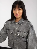 Dámská džínová bunda EM KR Šedá jeans model 20101358 - FPrice Dámská džínová bunda EM KR Šedá jeans model 20101358 - FPrice