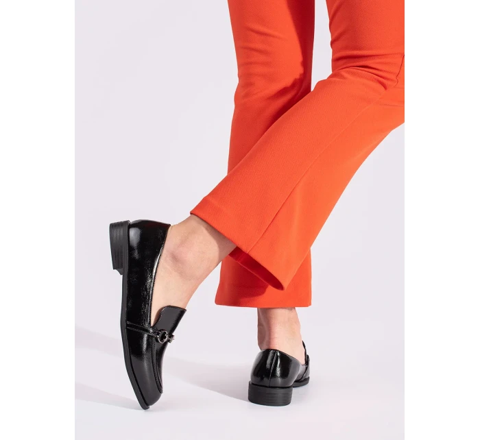 Klasické dámské černé  polobotky bez podpatku