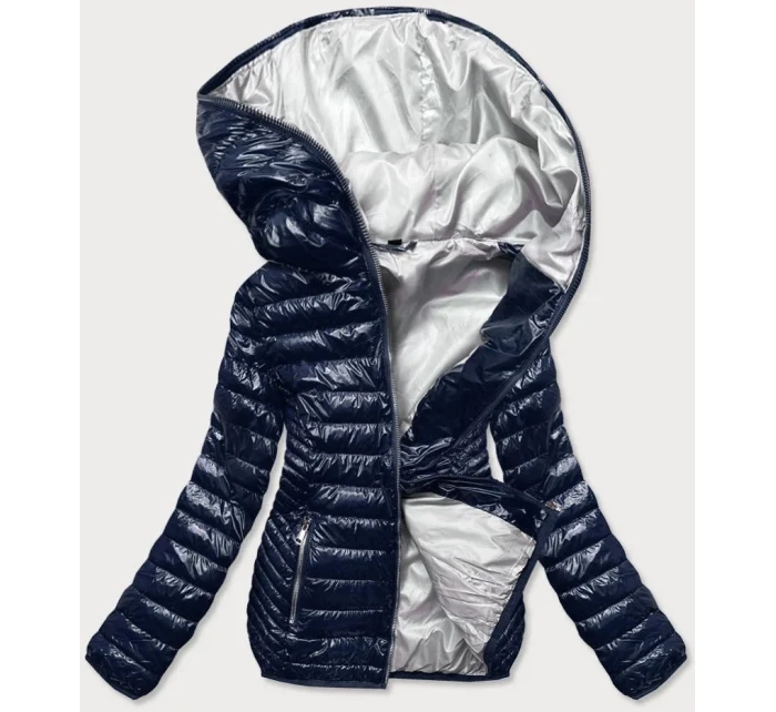 Tmavě modrá dámská prošívaná bunda (B9752)