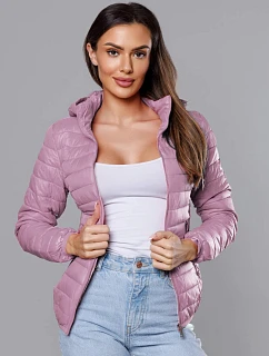 Růžová prošívaná dámská bunda s kapucí model 18038070 - S'WEST