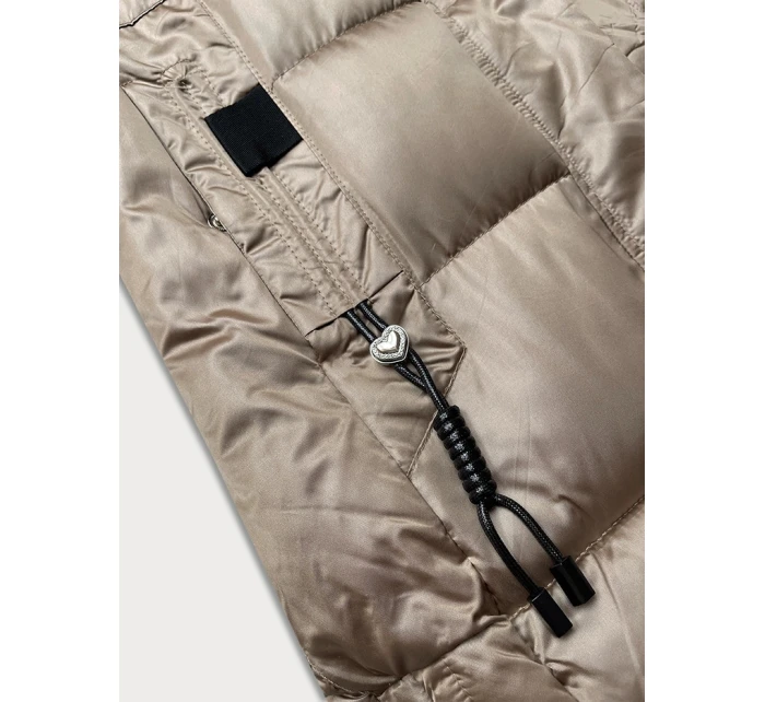 Béžová zimní prošívaná plus size bunda s kapucí S'west (B8267-12)