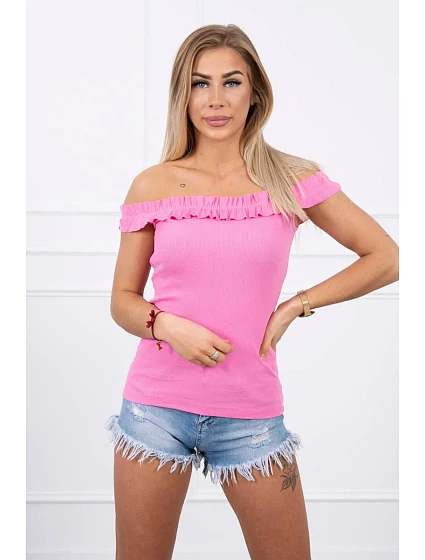 model 18746310 halenka s volánky světle růžová - K-Fashion