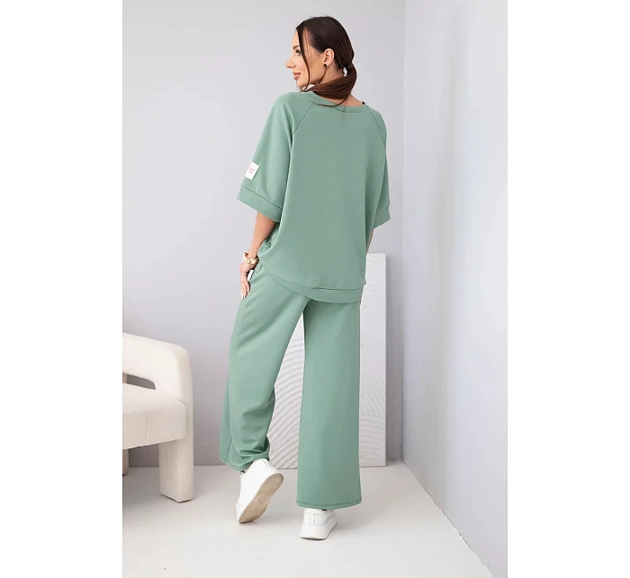 Dámský máslový komplet z viskózy mikina a široké kalhoty světle fialový