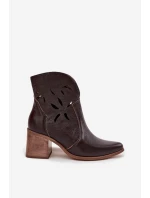 Dámské s z přírodní kůže na podpatku  čokoládové model 21713138 - Zazoo