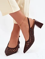 Dámské sandály na podpatku čokoládové Kedira