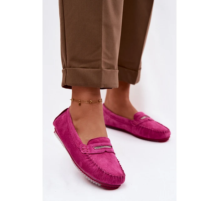 Dámské ploché mokasíny z přírodního semiše S.Barski LR61-7029 fuchsiová Dámské ploché mokasíny z přírodního semiše S.Barski LR61-7029 fuchsiová