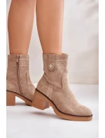 Zateplené Dámské Kotníkové Boty Na Podpatku Hnědé Vailia