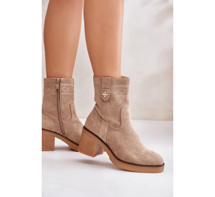 Zateplené Dámské Kotníkové Boty Na Podpatku Hnědé Vailia