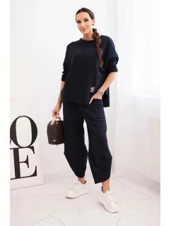 Dámská tepláková souprava z materiálu se širokými nohavicemi model 21489458 - K-Fashion