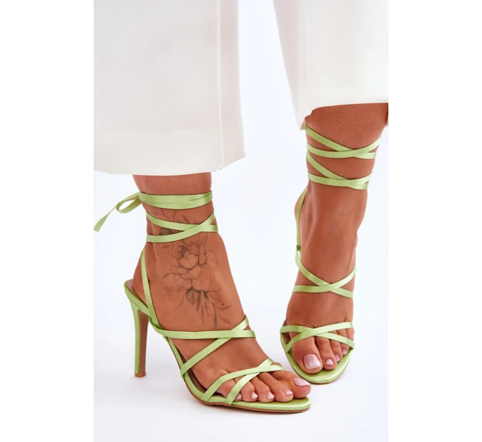 Dámské Sandály Vázané Na Vysokém Podpatku Zelená model 21619408 - Boto Dámské Sandály Vázané Na Vysokém Podpatku Zelená model 21619408 - Boto
