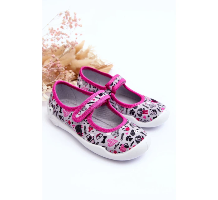 Dětské baleríny Befado 114X521 šedá-růžová