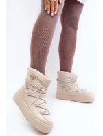 Dámské sněhule na platformě s vázáním béžové model 21641611 - Boto