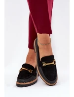 Dámské Mokasíny S Pletením A Zlatým Černé model 21688123 - Boto