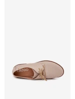 Dámské kožené elegantní šněrovací polobotky model 21707333 béžové - Zazoo