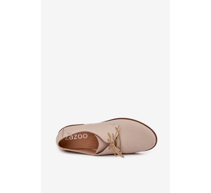 Dámské kožené elegantní šněrovací polobotky model 21707333 béžové - Zazoo