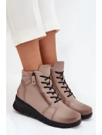 Kožené dámské kotníkové boty na platformě zateplené Vinceza 39963 béžové Kožené dámské kotníkové boty na platformě zateplené Vinceza 39963 béžové