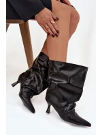 Nazouvací dámské kotníkové boty na podpatku s horní části černé model 21747657 - Boto Nazouvací dámské kotníkové boty na podpatku s horní části černé model 21747657 - Boto