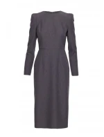 model 21319051 Tužkové šaty s ozdobnými rameny šedé - STYLOVE model 21319051 Tužkové šaty s ozdobnými rameny šedé - STYLOVE
