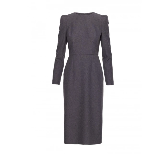 model 21319051 Tužkové šaty s ozdobnými rameny šedé - STYLOVE model 21319051 Tužkové šaty s ozdobnými rameny šedé - STYLOVE
