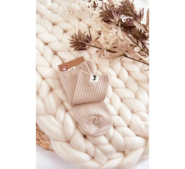 Dámské žebrované ponožky bez tlaku béžové Dámské žebrované ponožky bez tlaku béžové